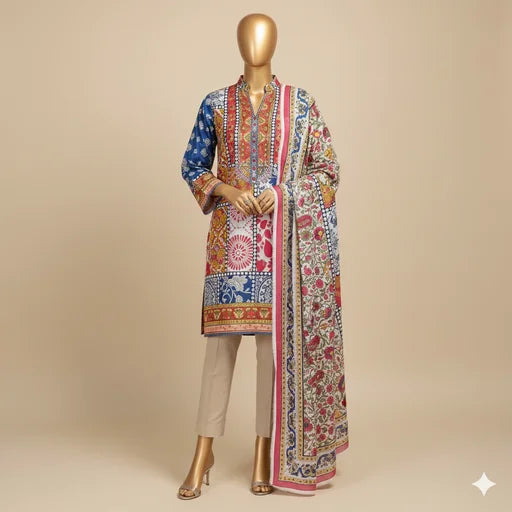 Original Beech Tree 3 Piece Printed Lawn Suit (Unstitched) – Premium Summer Collection for Women